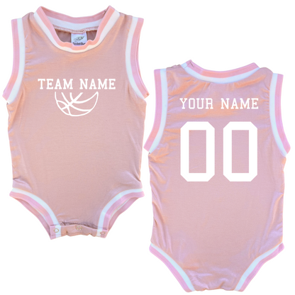 Personalized TEAM Basketball Jersey Baby Bodysuit Personalized with Name and Number (Front & Back)