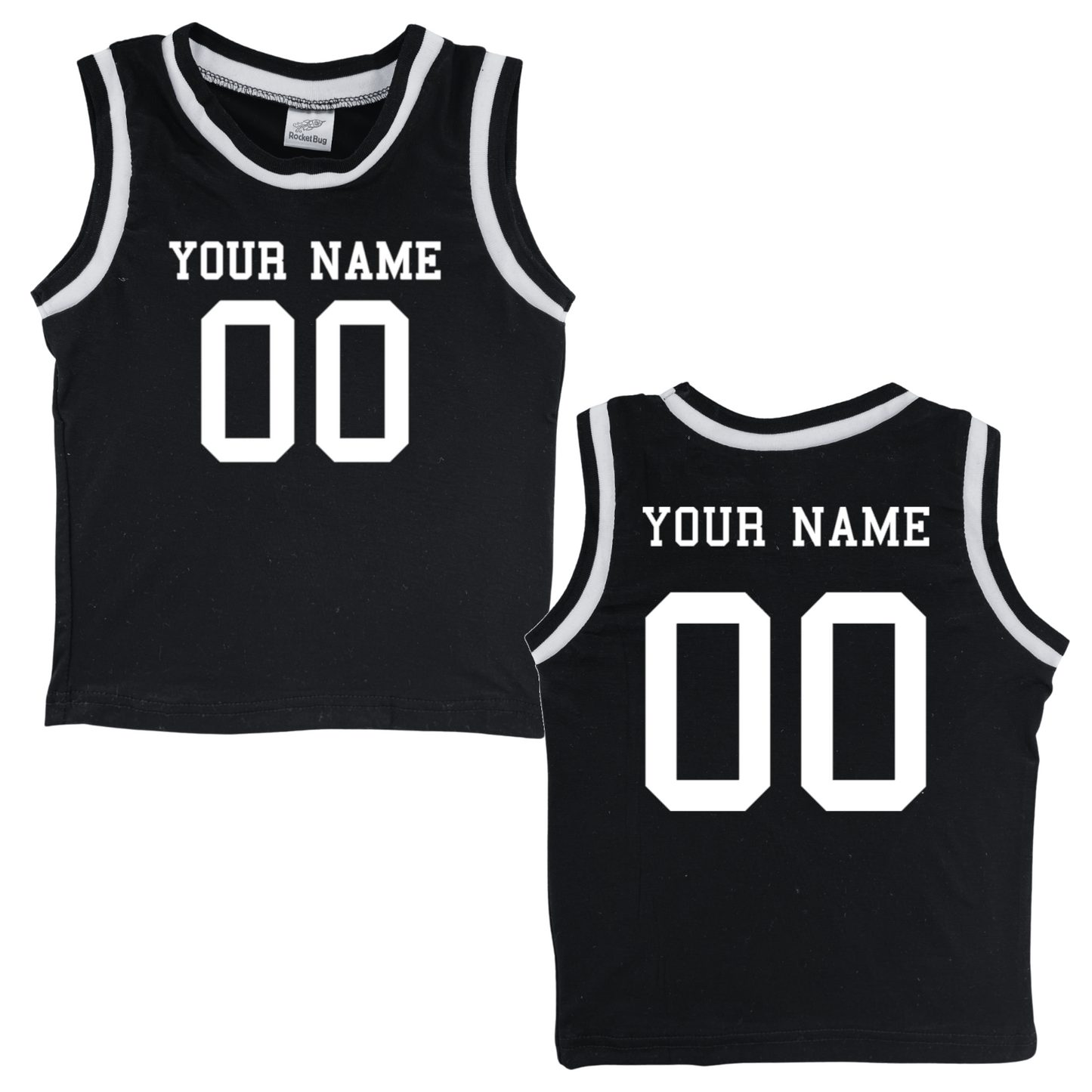Personalized Sleeveless Basketball Jersey for Toddlers- Personalized with Name and Number (Front & Back)