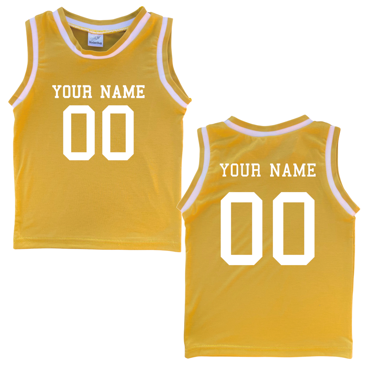 Personalized Sleeveless Basketball Jersey for Toddlers- Personalized with Name and Number (Front & Back)