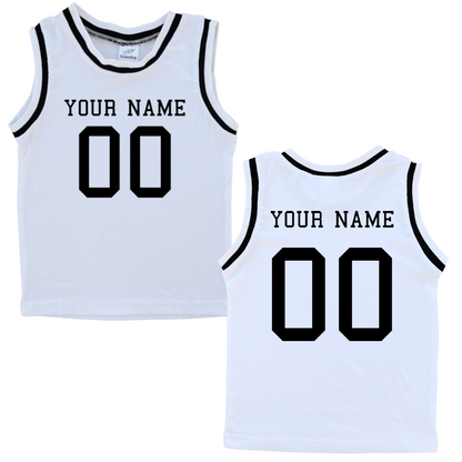 Personalized Sleeveless Basketball Jersey for Toddlers- Personalized with Name and Number (Front & Back)