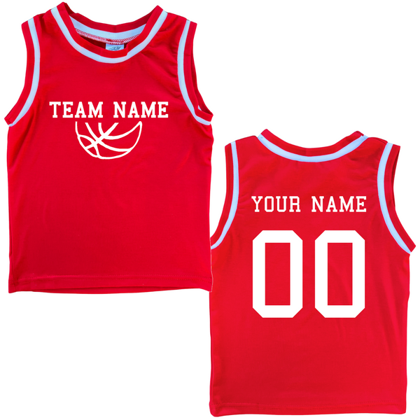 Personalized TEAM Basketball Jersey Baby Bodysuit Personalized with Name and Number (Front & Back)