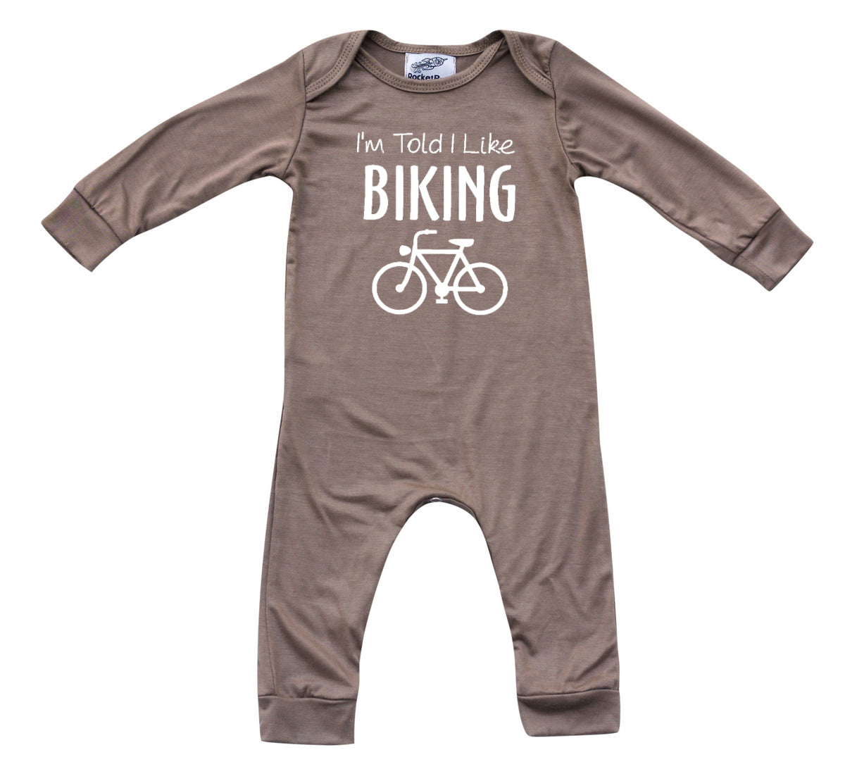 I'm Told I Like Biking Long Sleeve Romper Silky Light Brown