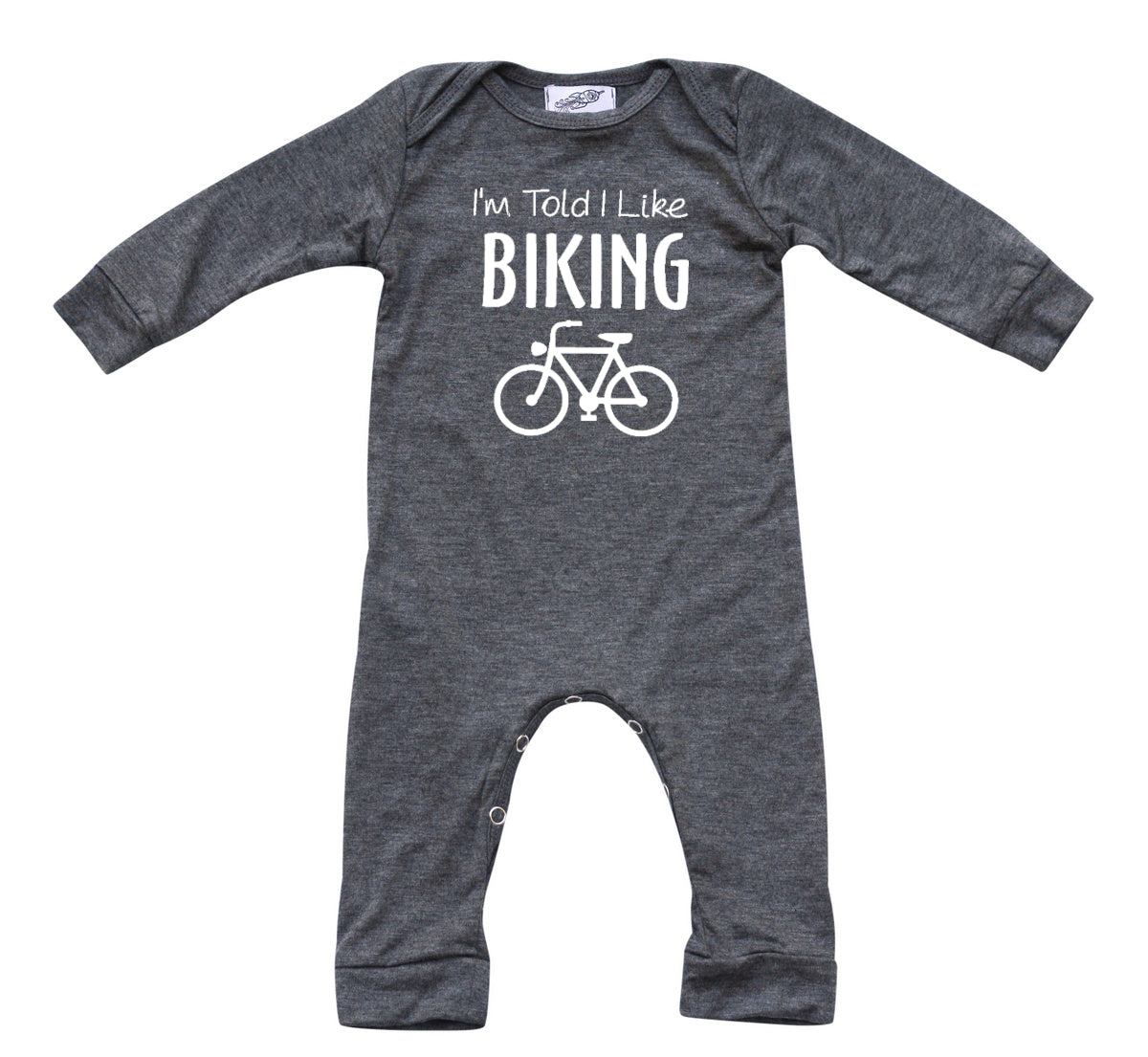 I'm Told I Like Biking Long Sleeve Romper Silky Heather Gray
