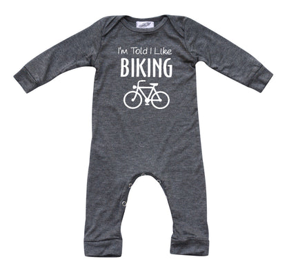 I'm Told I Like Biking Long Sleeve Romper Silky Heather Gray