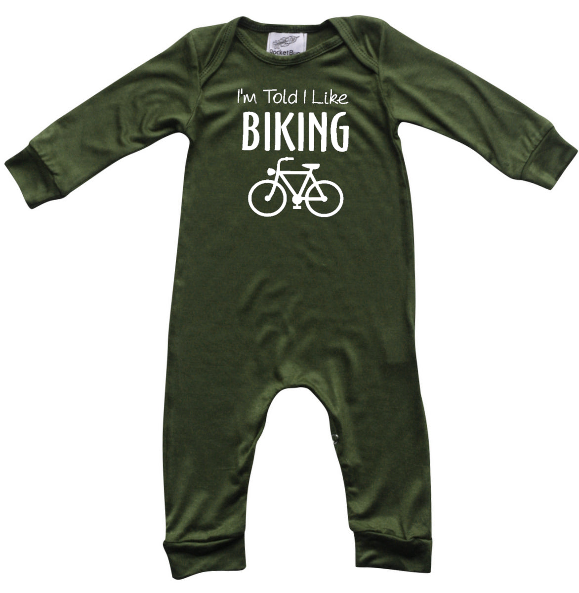 I'm Told I Like Biking Long Sleeve Romper Silky Army Green