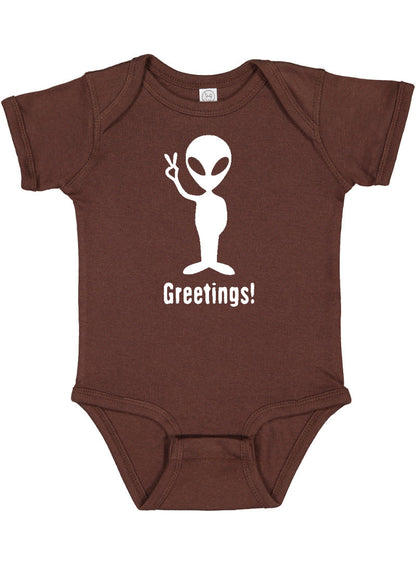 "Greetings" Alien Baby Bodysuit