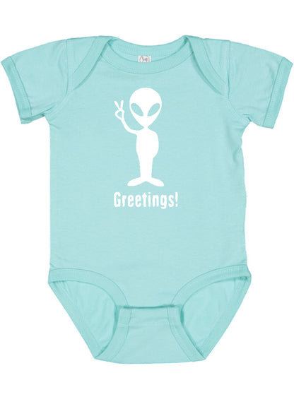 "Greetings" Alien Baby Bodysuit