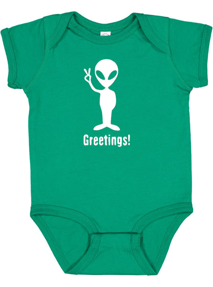 "Greetings" Alien Baby Bodysuit
