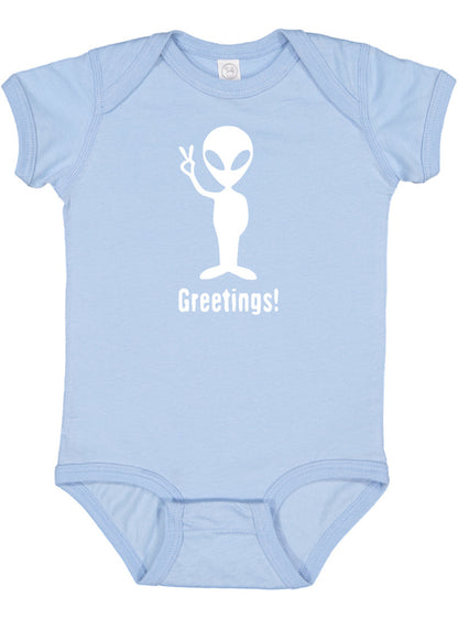 "Greetings" Alien Baby Bodysuit