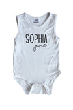 First + Middle Name Personalized (Modern Cursive) Custom Silky Sleeveless Baby Bodysuit