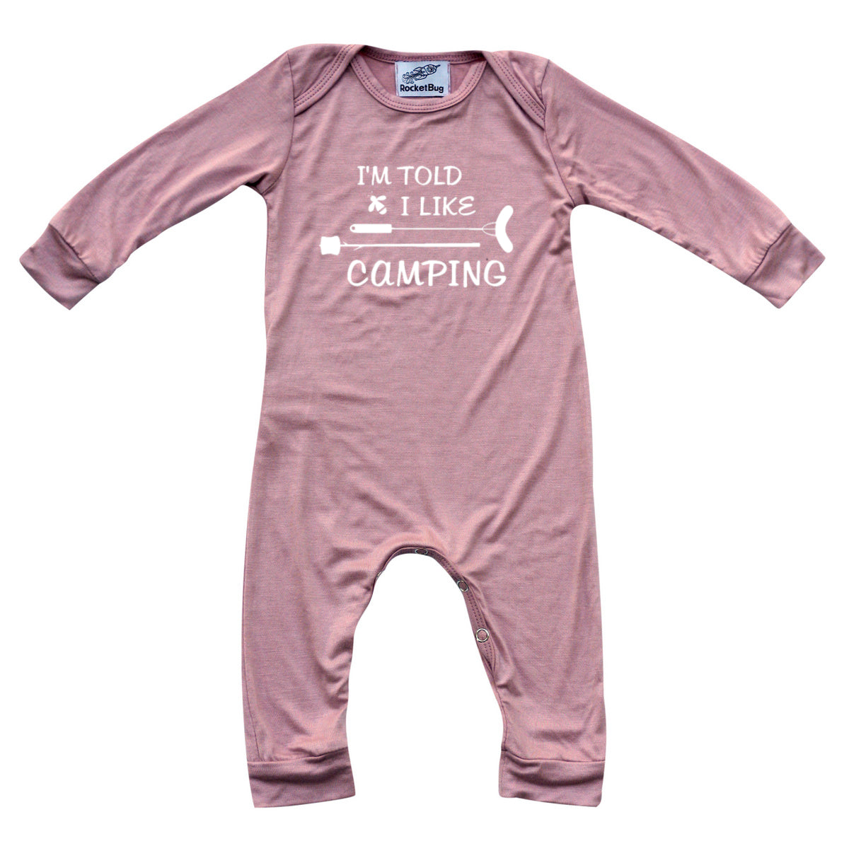 I'm Told I Like Camping Long Sleeve Romper Silky Dusty Rose
