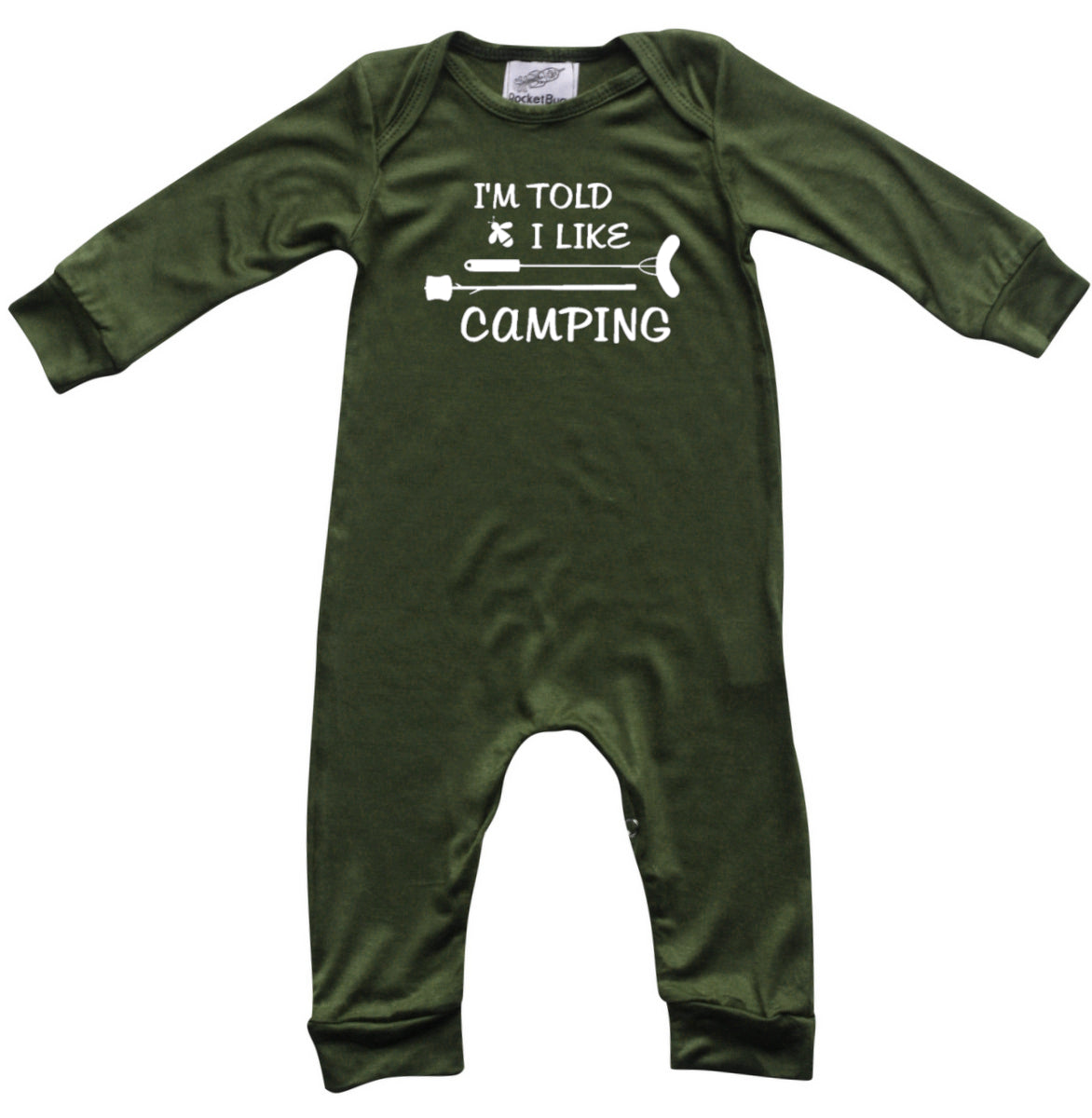 I'm Told I Like Camping Long Sleeve Romper Silky Army Green