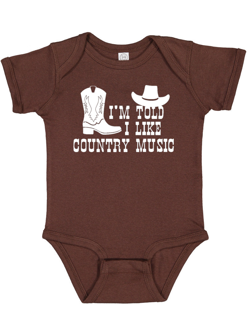 I'm Told I Like Country Music Silhouette Baby Bodysuit