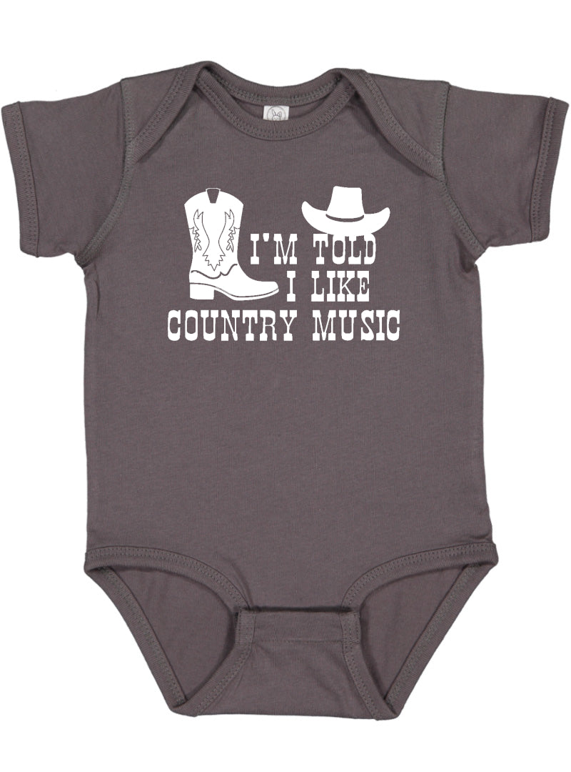 I'm Told I Like Country Music Silhouette Baby Bodysuit