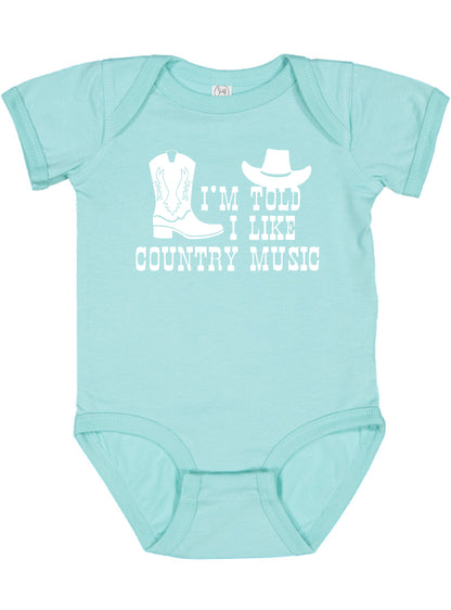 I'm Told I Like Country Music Silhouette Baby Bodysuit
