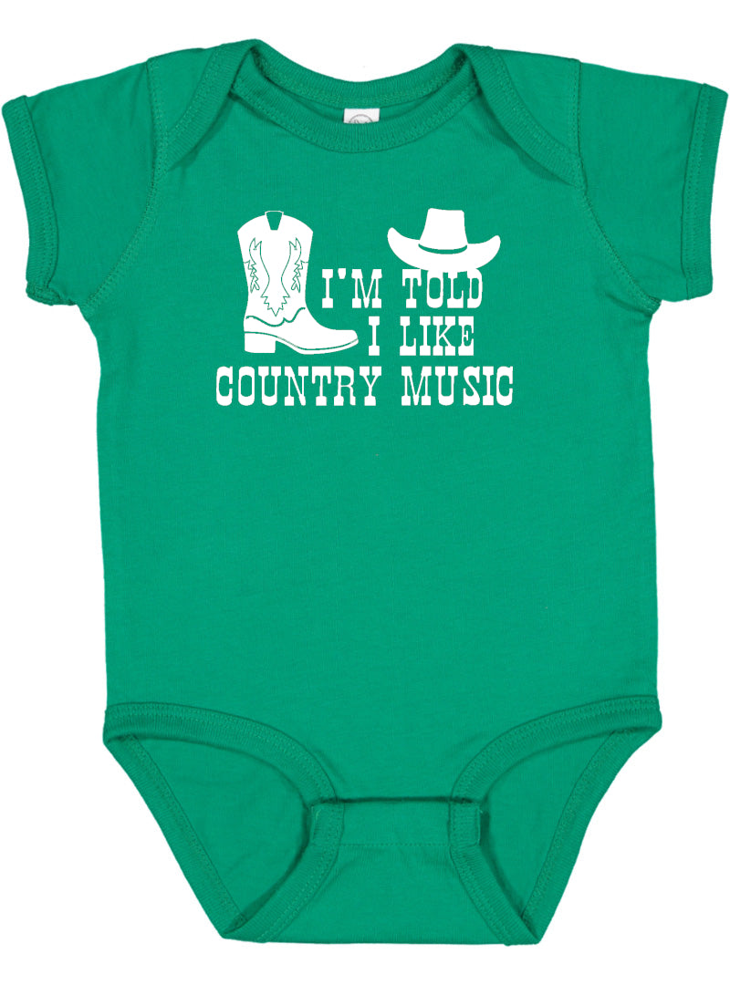 I'm Told I Like Country Music Silhouette Baby Bodysuit