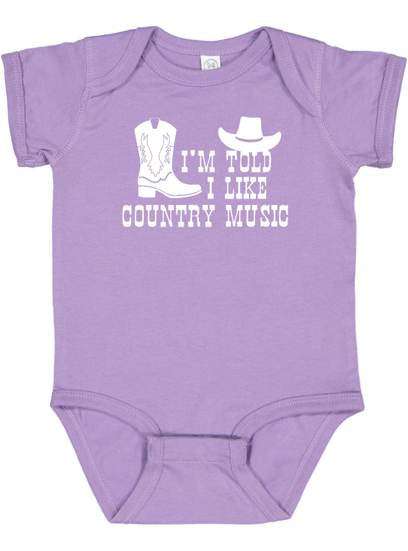 I'm Told I Like Country Music Silhouette Baby Bodysuit