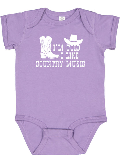 I'm Told I Like Country Music Silhouette Baby Bodysuit
