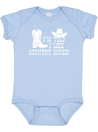 I'm Told I Like Country Music Silhouette Baby Bodysuit