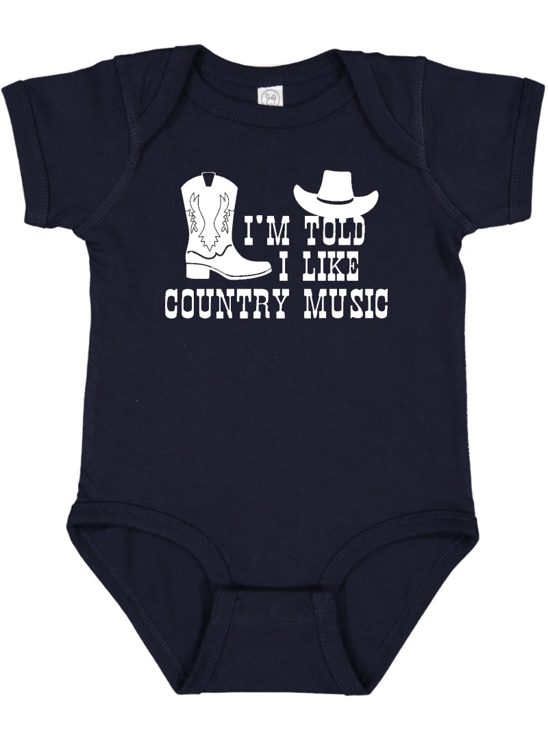 I'm Told I Like Country Music Silhouette Baby Bodysuit