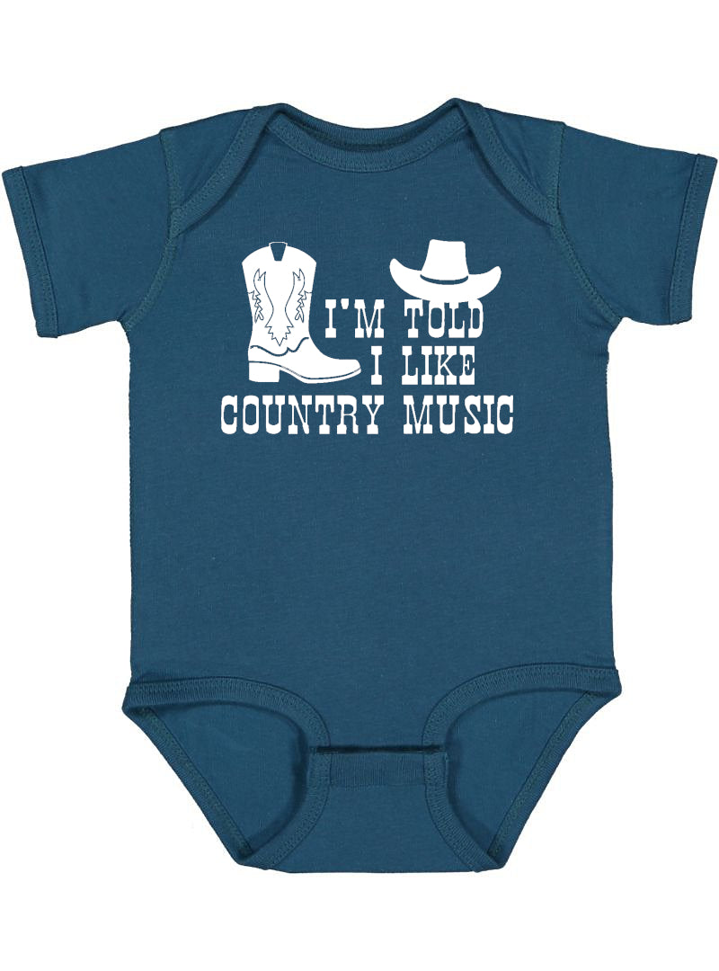 I'm Told I Like Country Music Silhouette Baby Bodysuit