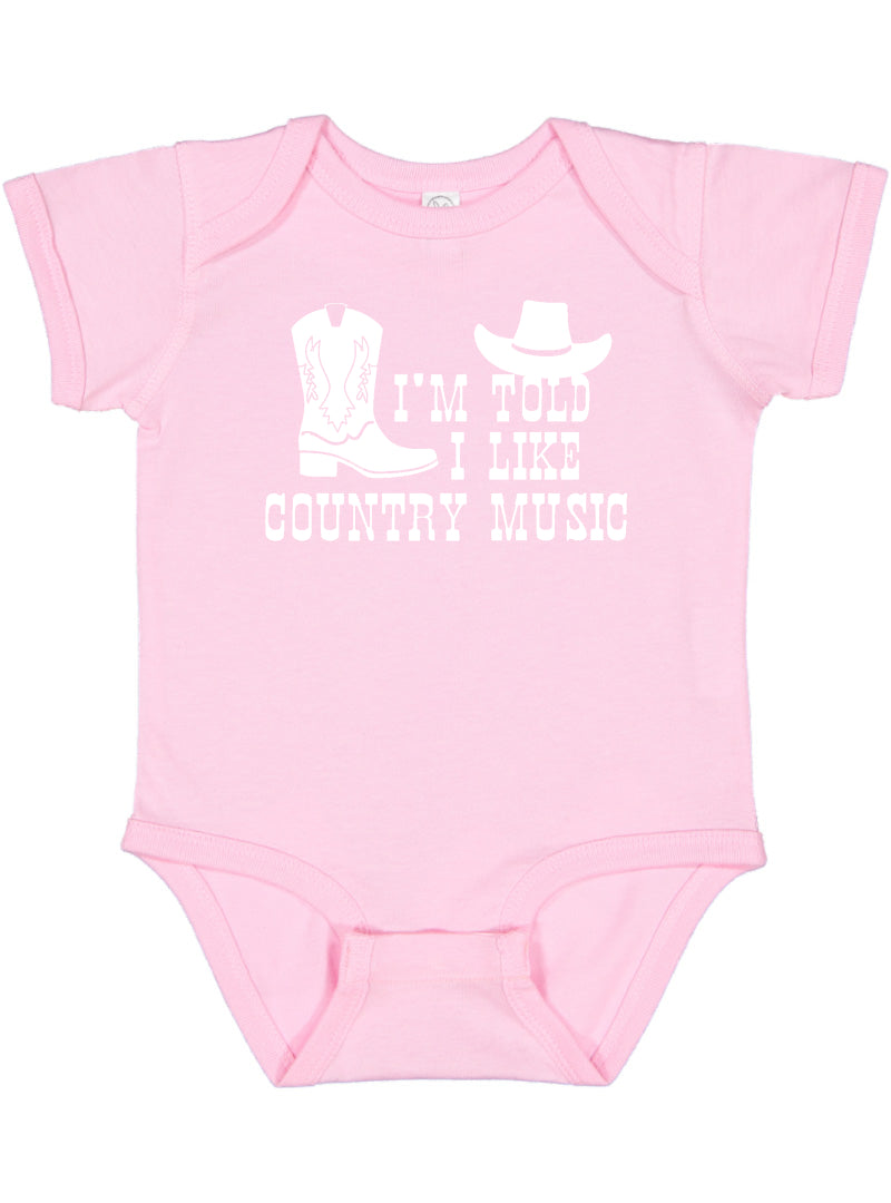 I'm Told I Like Country Music Silhouette Baby Bodysuit