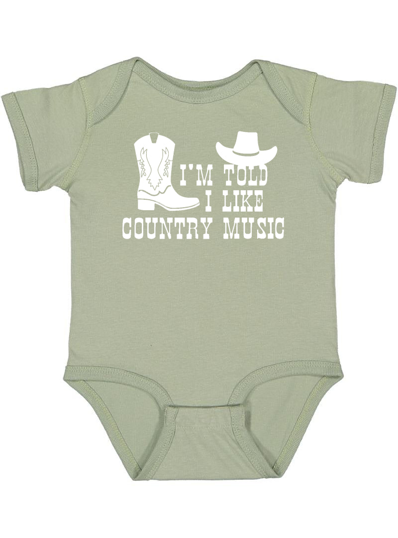 I'm Told I Like Country Music Silhouette Baby Bodysuit