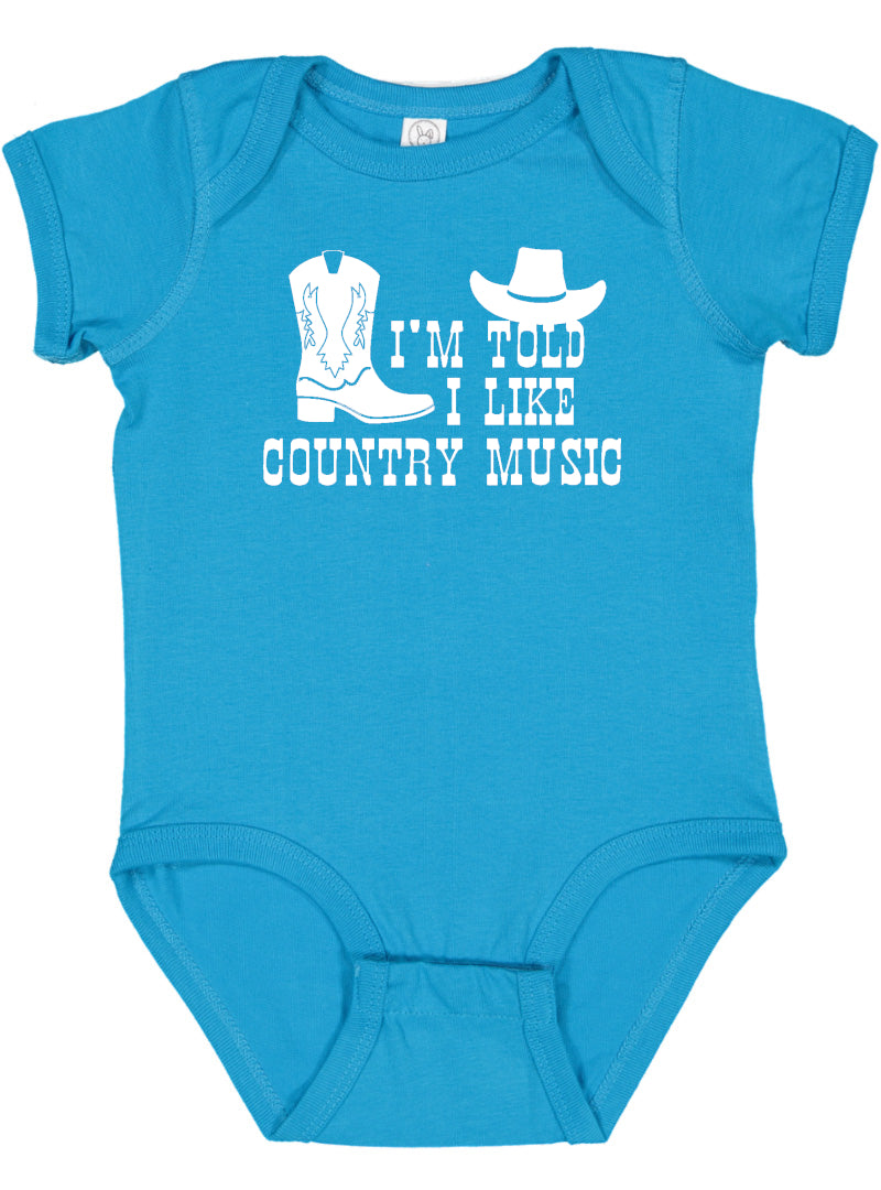 I'm Told I Like Country Music Silhouette Baby Bodysuit