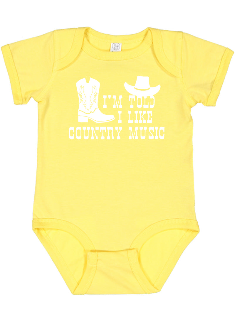 I'm Told I Like Country Music Silhouette Baby Bodysuit