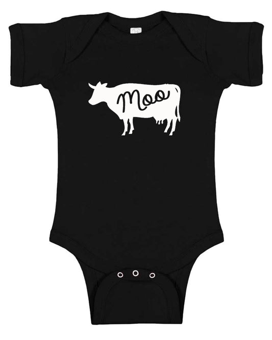 Farm Animal Silhouette Baby Bodysuit-Cow