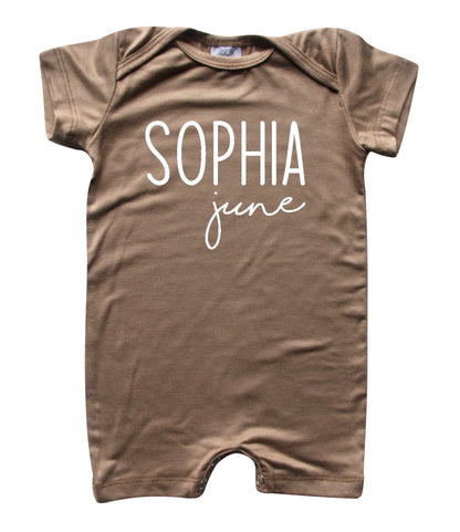 Personalized First + Middle Name (Modern Cursive) Silky Baby Romper Shorts for Boys and Girls