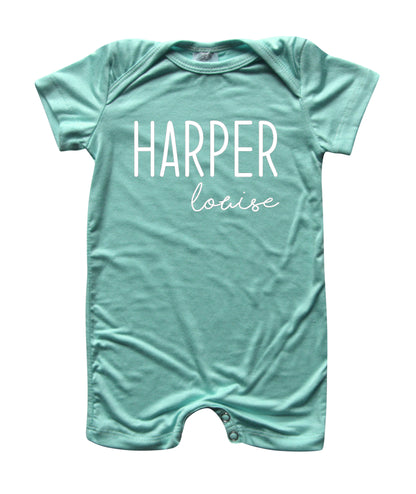 Personalized First + Middle Name (Modern Cursive) Silky Baby Romper Shorts for Boys and Girls