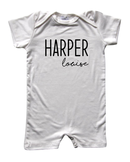 Personalized First + Middle Name (Modern Cursive) Silky Baby Romper Shorts for Boys and Girls