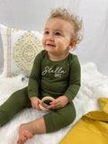 Personalized First + Middle Name Silky Baby Long Sleeve Romper
