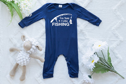 I'm Told I Like Fishing Long Sleeve Romper