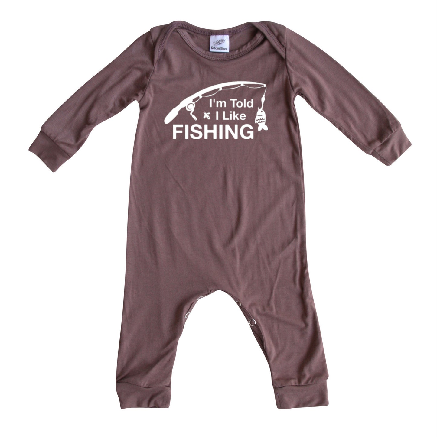I'm Told I Like Fishing Long Sleeve Romper Silky Dark Mauve