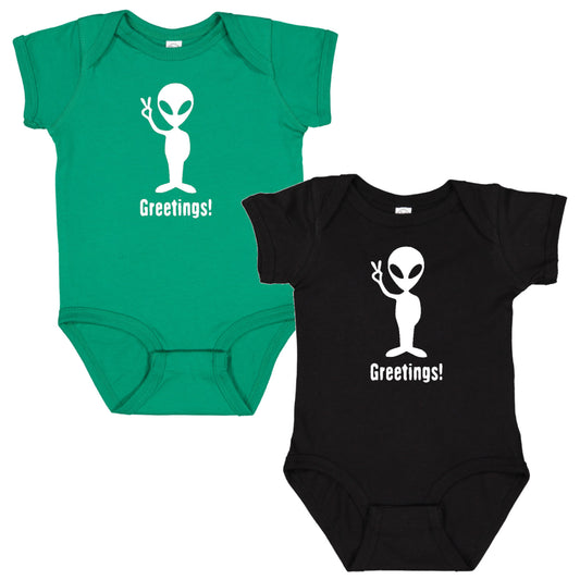 "Greetings" Alien Baby Bodysuit