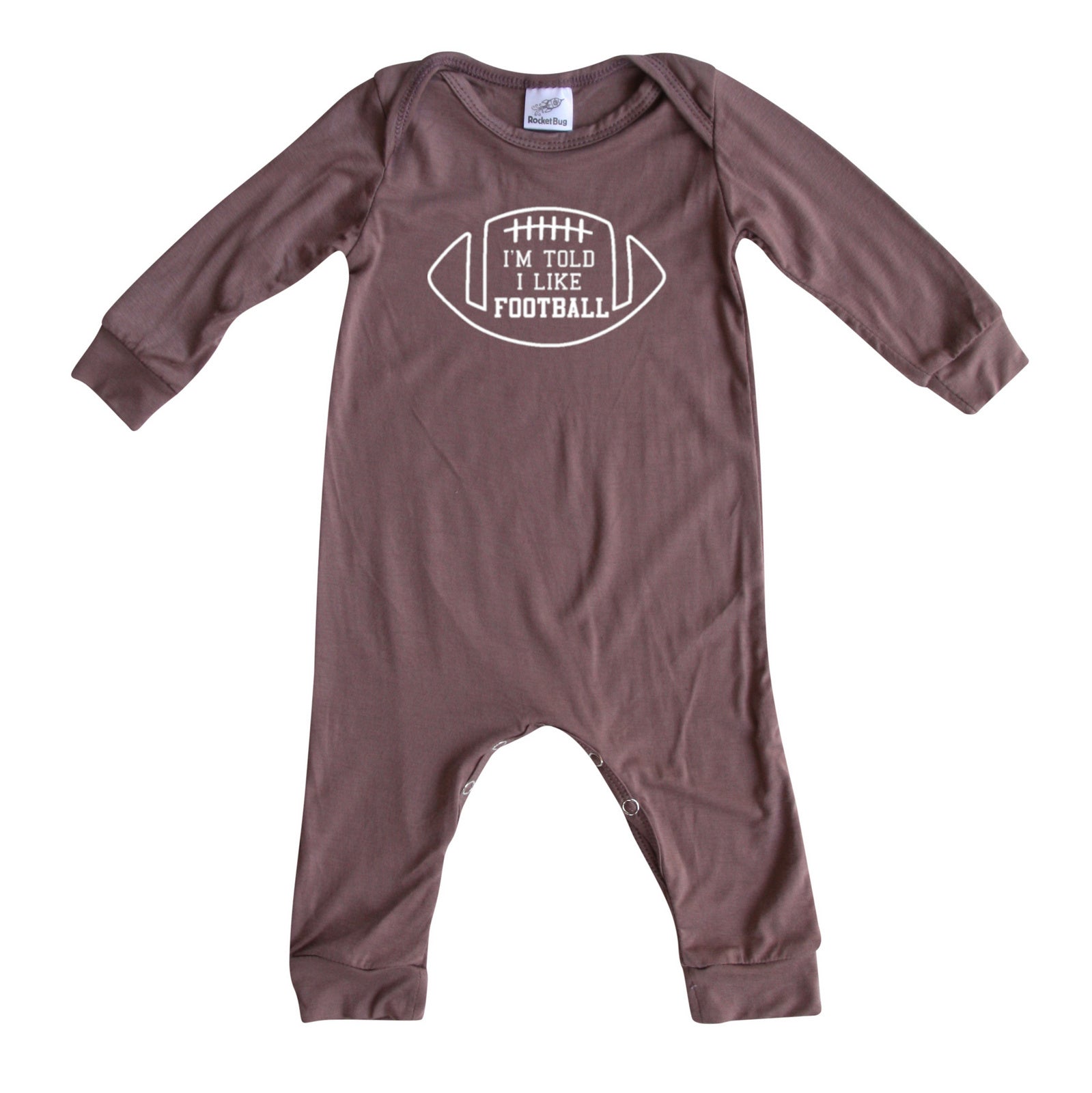 I'm Told I Like Football Long Sleeve Romper Silky Dark Mauve