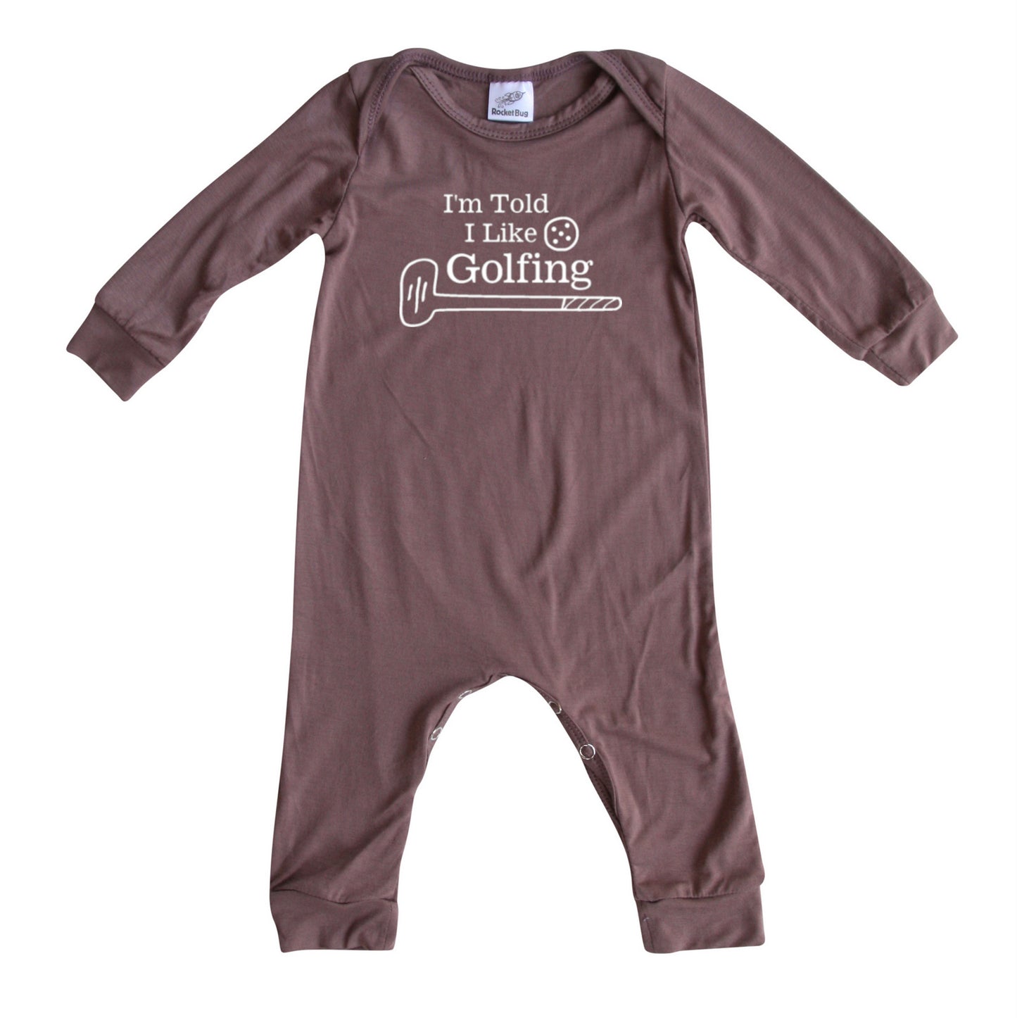 I'm Told I Like Golfing Long Sleeve Romper Silky Dark Mauve
