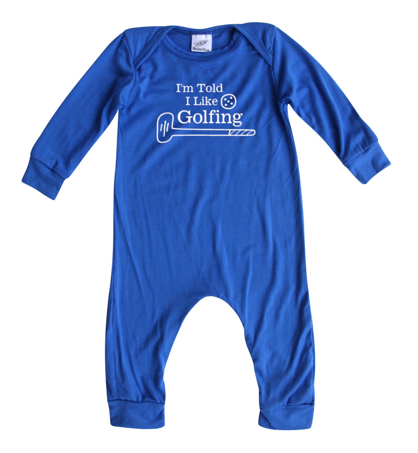 I'm Told I Like Golfing Long Sleeve Romper Silky Royal Blue