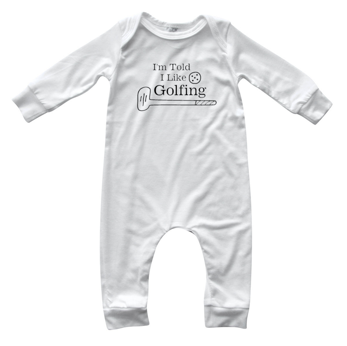 I'm Told I Like Golfing Long Sleeve Romper Silky Off White