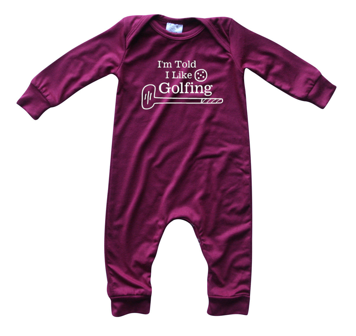 I'm Told I Like Golfing Long Sleeve Romper Silky Wine