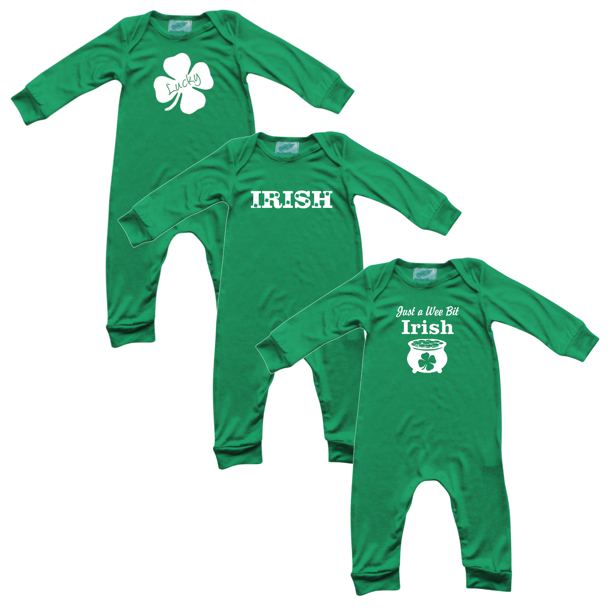 Green St. Patrick's Day Long Sleeve Baby Jumpsuit Romper