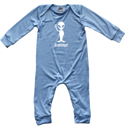 Greetings Silky Long Sleeve Romper Silky Light Blue