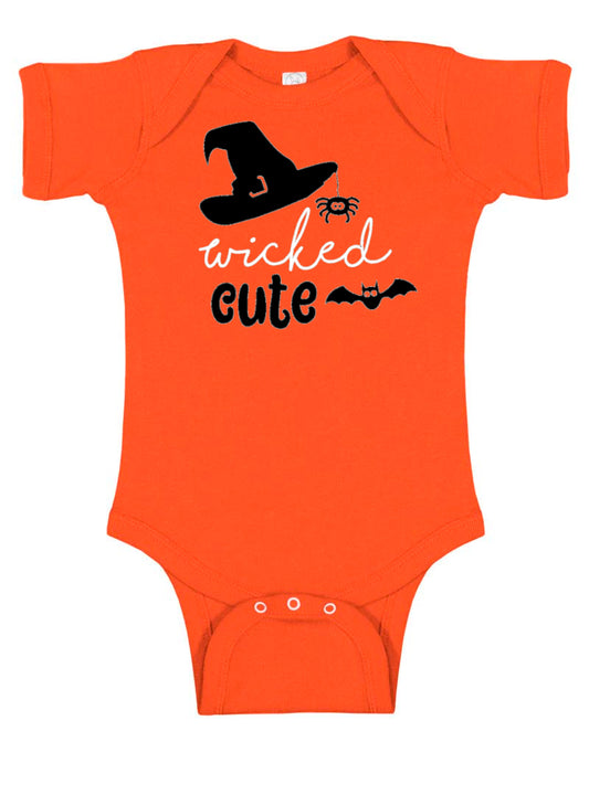 Wicked Cute Witch Halloween Baby Bodysuit Orange