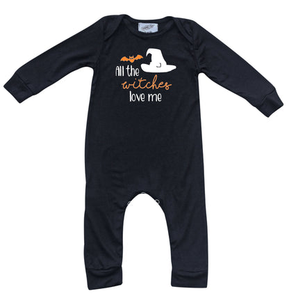 All the Witches Love Me Baby Romper Outfit Black