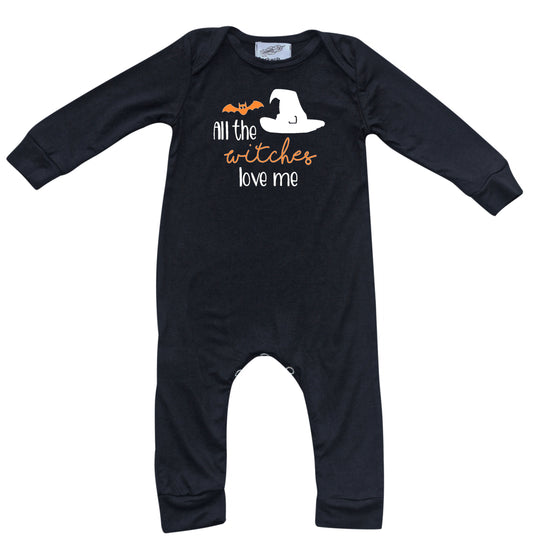 All the Witches Love Me Baby Romper Outfit Black