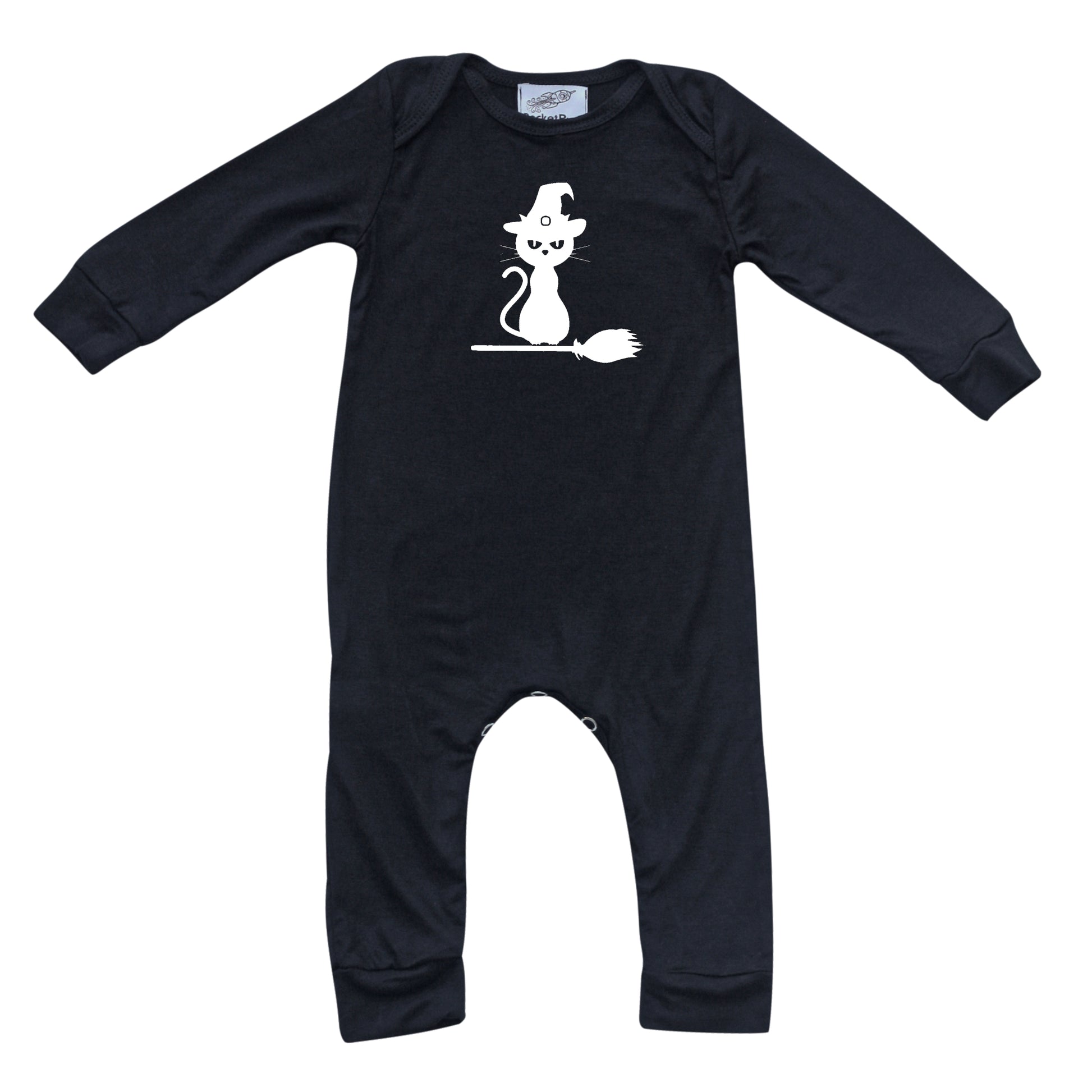 Halloween Kitty Witch Black Romper Outfit