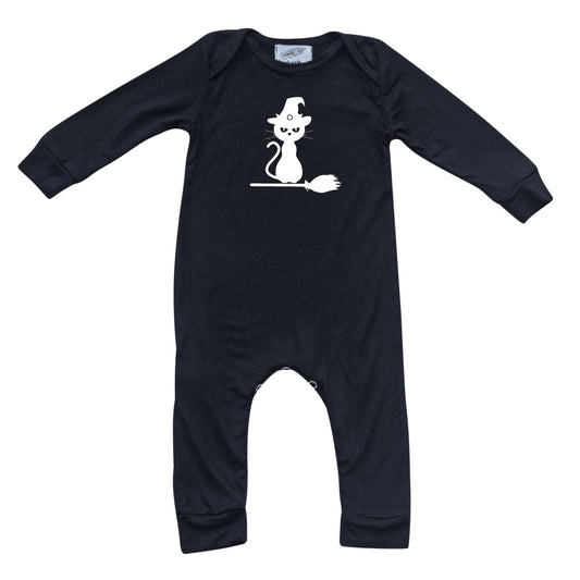 Halloween Kitty Witch Black Romper Outfit