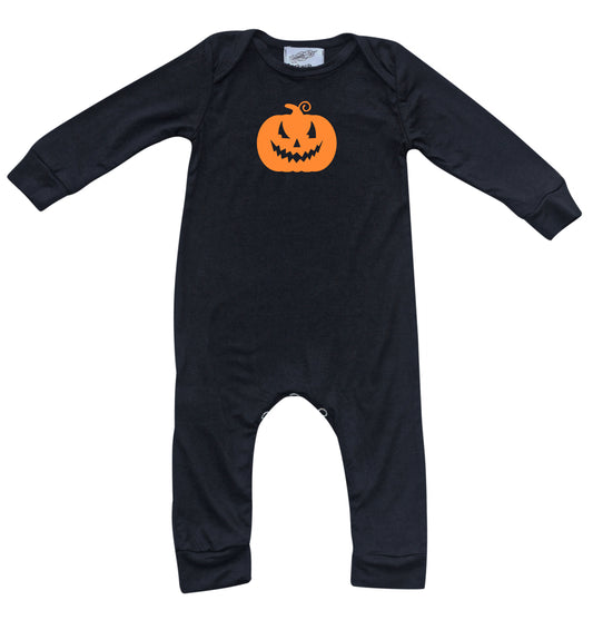 Halloween Pumpkin/ Jack-o-Lantern Black Baby Romper Outfit